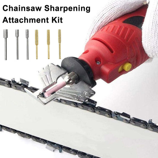 Chainsaw Sharpening Attachment Kit Chain Saw Blade Teeth Sharpener Set with Angle Guide and Diamond Burr Grinding Stone Files