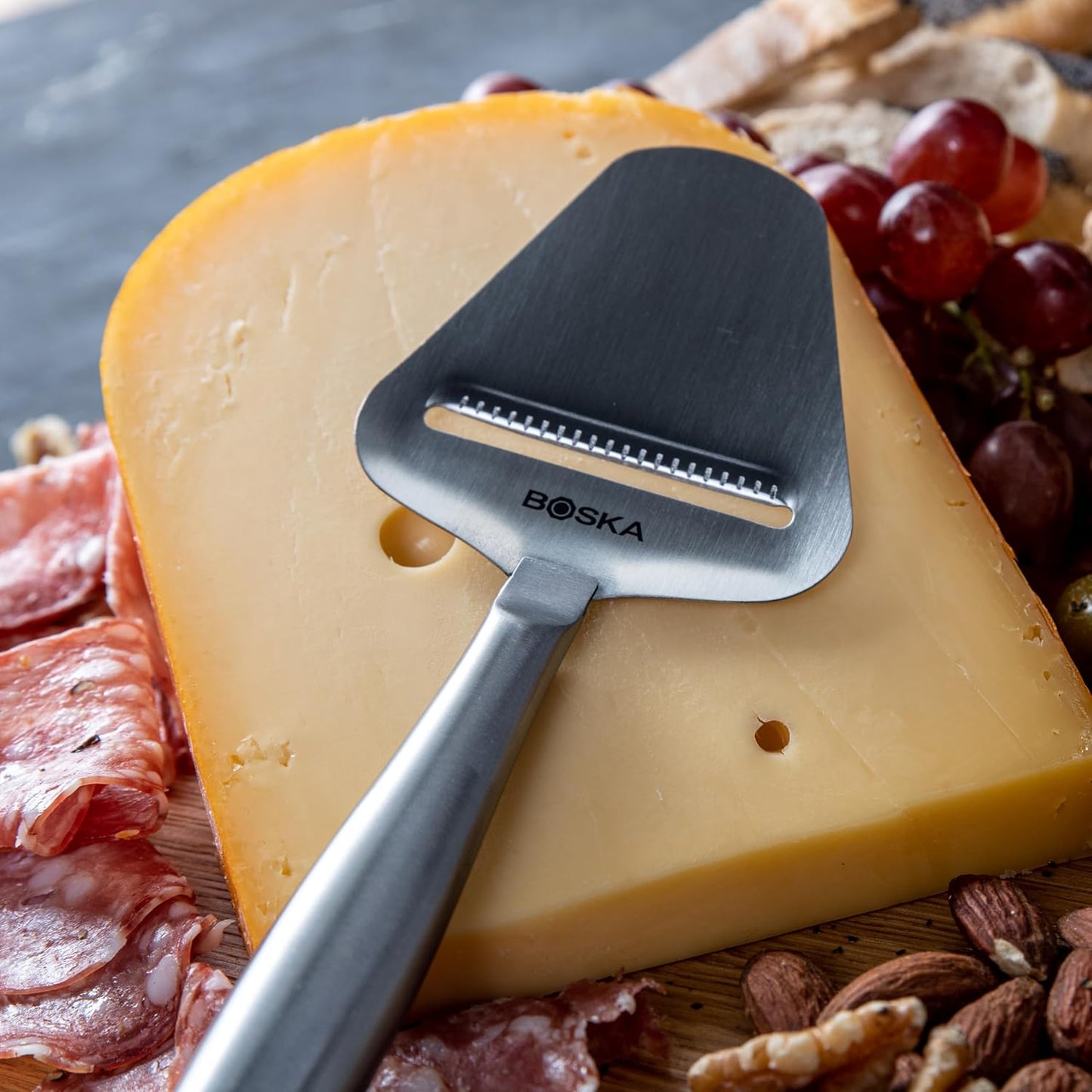 Stainless Steel Cheese Slicer - Copenhagen For All Types of Cheese - Multi-Functional Cheese Slicer - Handheld Slicer - Silver Non-Stick - Dishwasher Safe - For Kitchen Cooking
