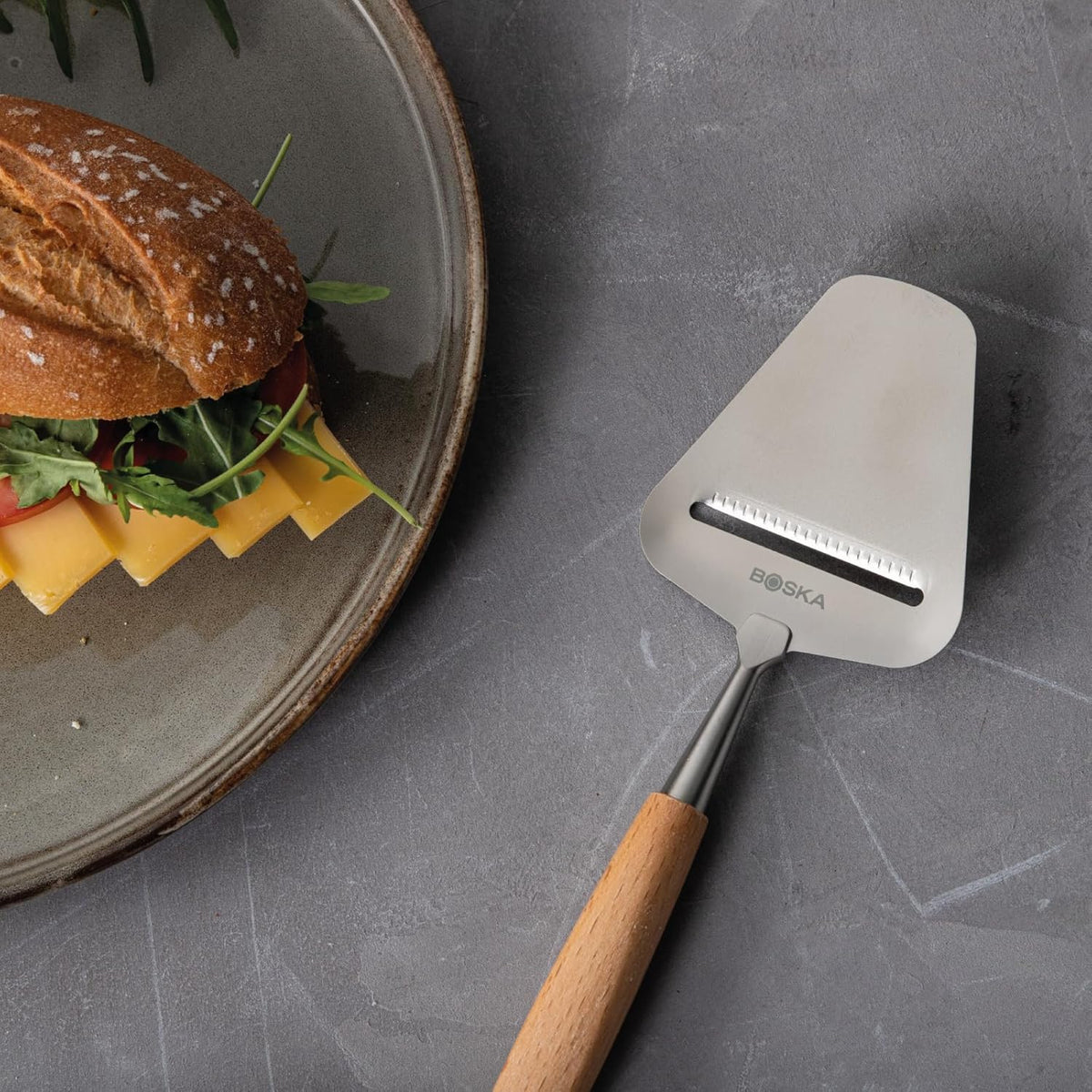 Stainless Steel Cheese Slicer - Copenhagen For All Types of Cheese - Multi-Functional Cheese Slicer - Handheld Slicer - Silver Non-Stick - Dishwasher Safe - For Kitchen Cooking