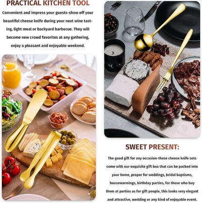 14 Pieces Charcuterie Board Accessories Cheese Spreader Knives Set Stainless Steel Charcuterie Utensils Spreader Knives Mini Serving Tongs Spoons and Forks for Cheese and Pastry Making(Silver)