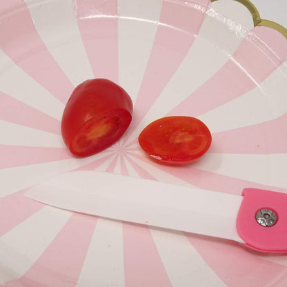 2PCS Ceramic Folding Knife Handy Fruit Knife for Home, Travel, Picnic, Camping, etc (Pink+Green)