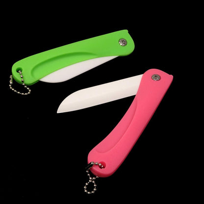 2PCS Ceramic Folding Knife Handy Fruit Knife for Home, Travel, Picnic, Camping, etc (Pink+Green)