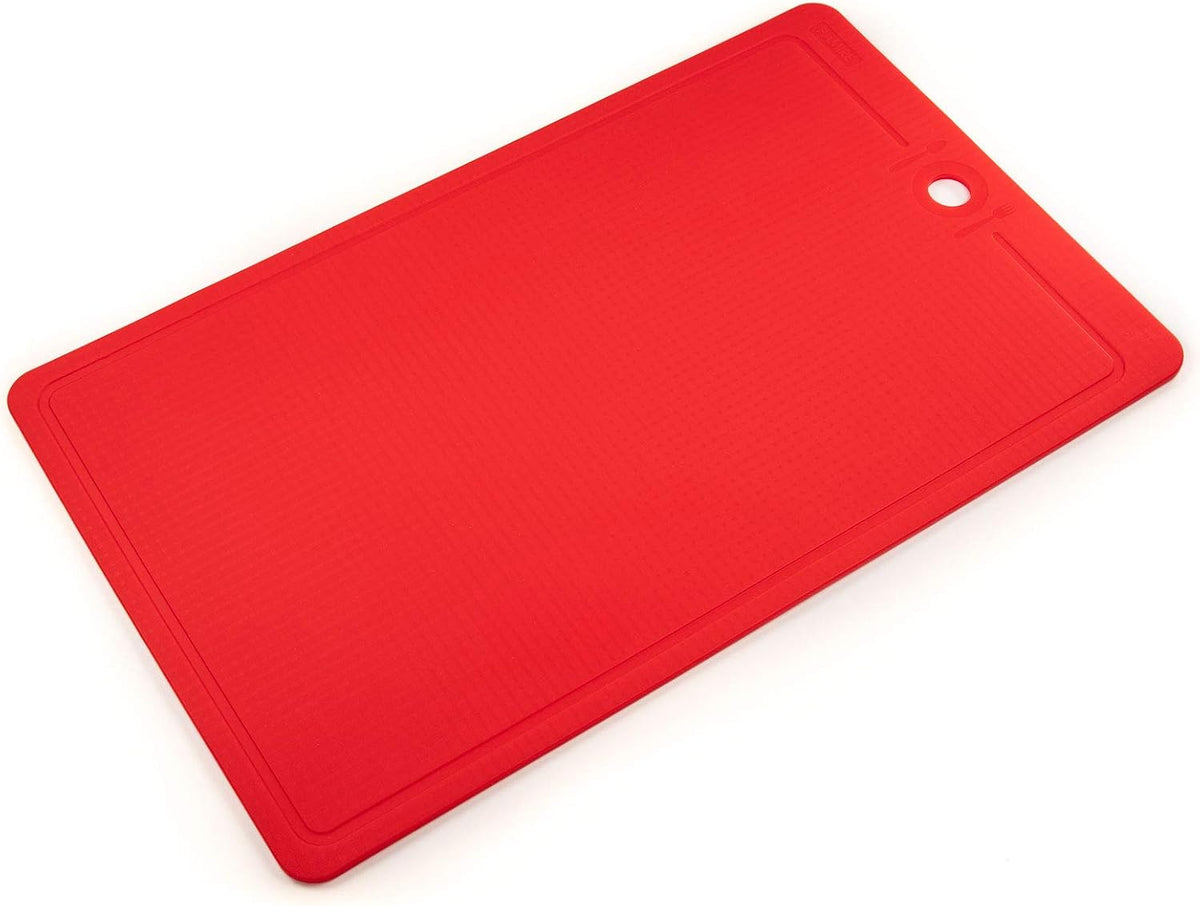 Made in Korea Silicone Cutting Board/Trivet, Non-Slip, 12.2" x 9.3", Dishwasher Safe, Easy Grip, BPA Free, Flexible Mat (Medium, Red)