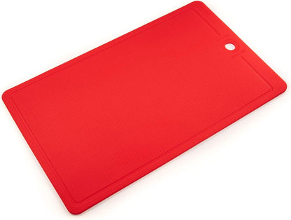 Made in Korea Silicone Cutting Board/Trivet, Non-Slip, 12.2" x 9.3", Dishwasher Safe, Easy Grip, BPA Free, Flexible Mat (Medium, Red)