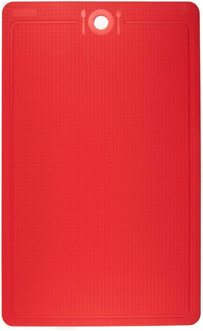 Made in Korea Silicone Cutting Board/Trivet, Non-Slip, 12.2" x 9.3", Dishwasher Safe, Easy Grip, BPA Free, Flexible Mat (Medium, Red)