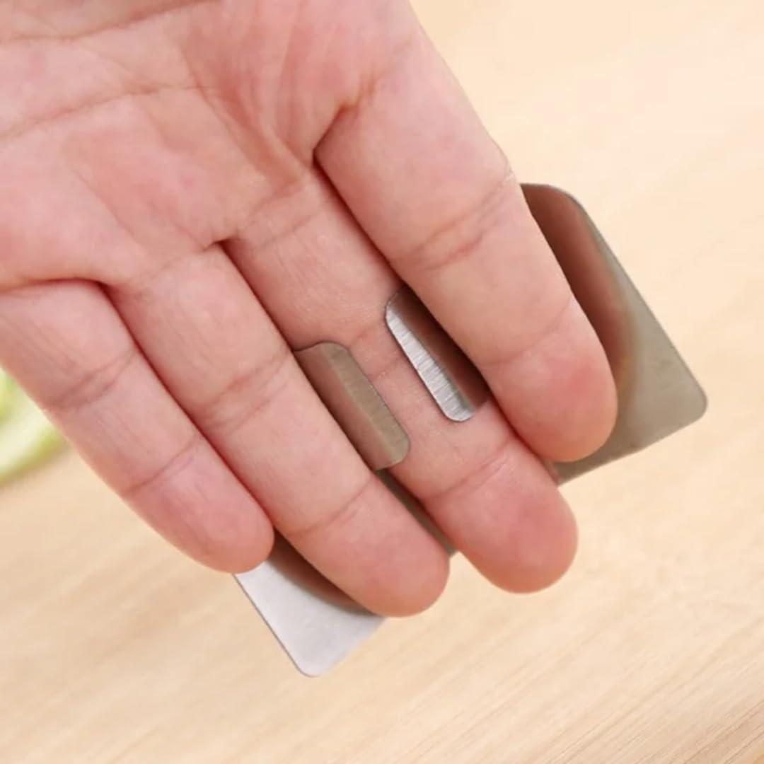 Stainless Steel Finger Guard for Cutting – 2 Pieces, Adjustable, Non-Slip Finger Protector for Safe Slicing, Chopping & Dicing – Ideal Kitchen Safety Tool for Chefs & Home Cooks
