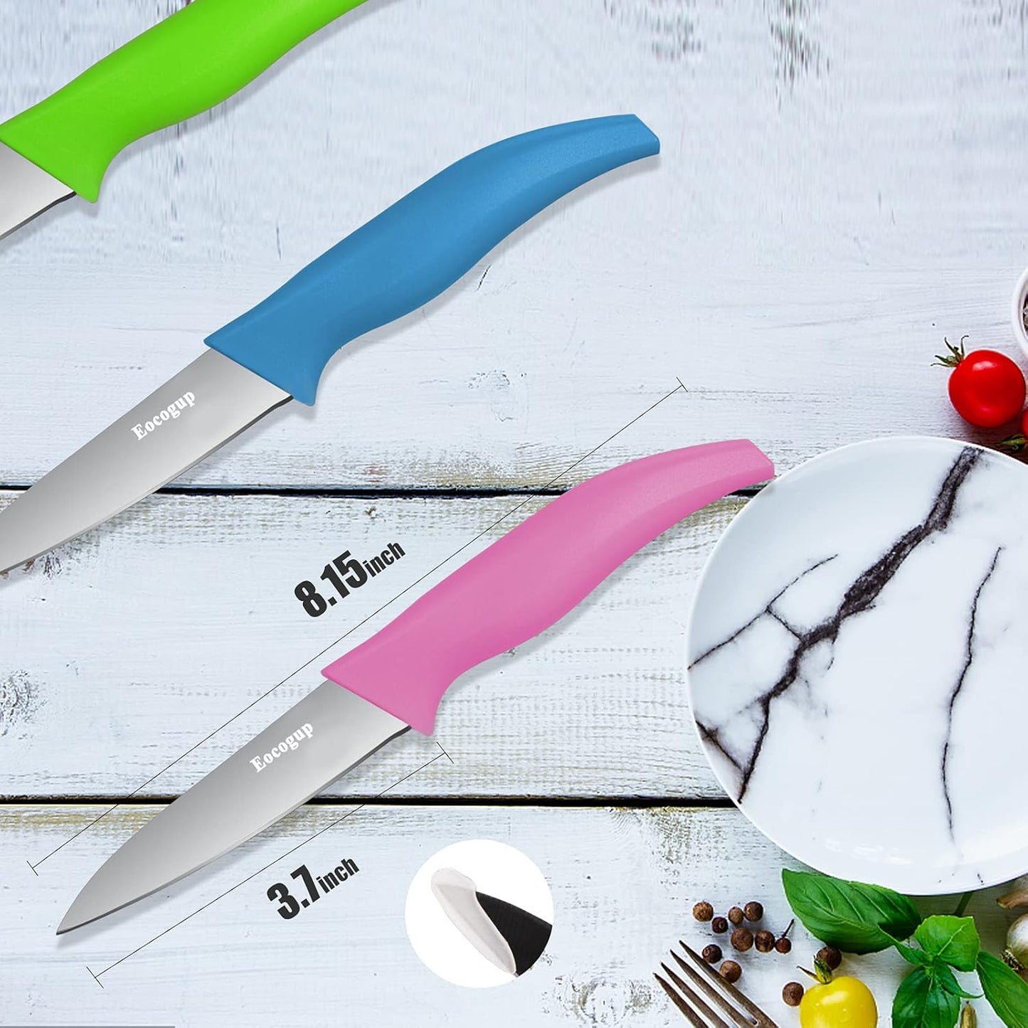 Paring Knife Set of 4, 3.7 Inch Sharp Stainless Steel Fruit Knives | Small sharp kitchen knives for peeling fruit & vegetable, durable stainless steel blades, colorful comfortable handles-4 pack