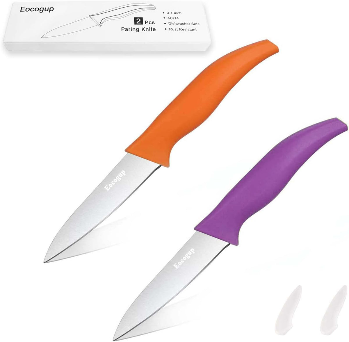 Paring Knife Set of 4, 3.7 Inch Sharp Stainless Steel Fruit Knives | Small sharp kitchen knives for peeling fruit & vegetable, durable stainless steel blades, colorful comfortable handles-4 pack