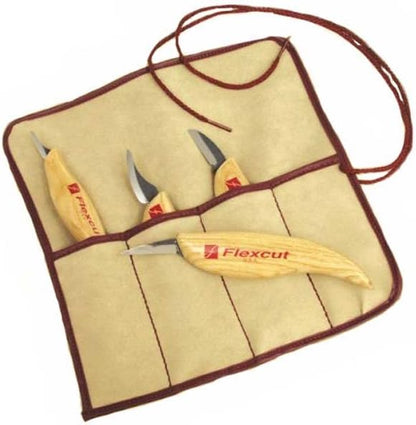 Wood Carving Tools Set 4 Piece Carving Knife Set KN100, Whittling Knives Include Solid Ash Handle