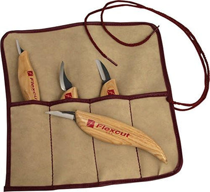 Wood Carving Tools Set 4 Piece Carving Knife Set KN100, Whittling Knives Include Solid Ash Handle