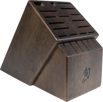 Walnut Finish Knife Block | 22-Slot Large Wooden Knife Holder, Genuine Dark Stained Wood, Kitchen Storage