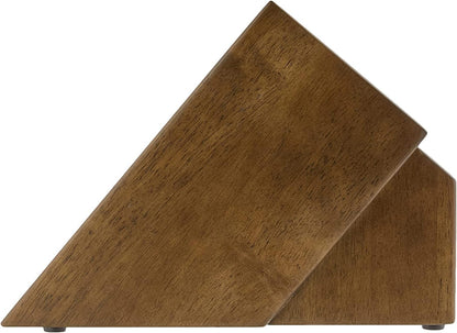 Walnut Finish Knife Block | 22-Slot Large Wooden Knife Holder, Genuine Dark Stained Wood, Kitchen Storage