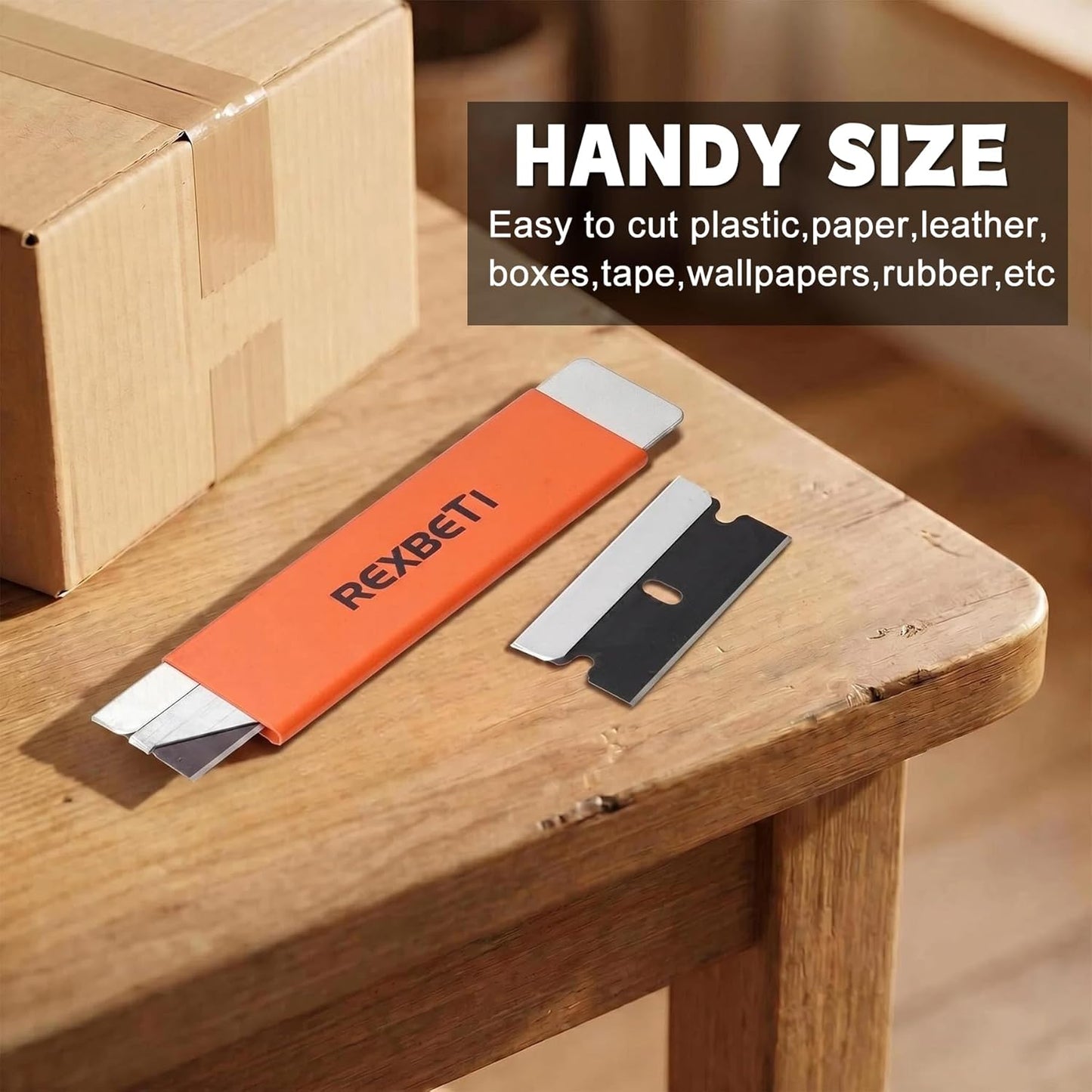12 Pack Box Cutter, Retractable Cardboard Cutter, Razor Blade Scraper, Handy Box Opener, More Sharp Single Edge Razor Blade Box Cutter Set for Packages Papers and Boxes, Antirust Utility Knife