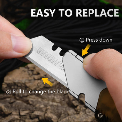 Aluminum Alloy Utility Knife, Retractable Box Cutter,Pocket Knife Replaceable Blade EDC Razor Knife with 10pcs Blades（GREEN）