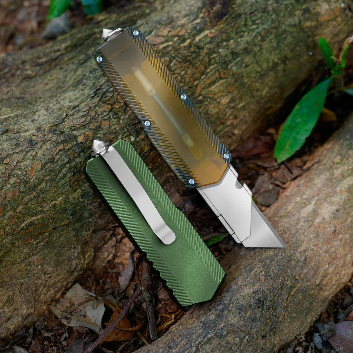 Aluminum Alloy Utility Knife, Retractable Box Cutter,Pocket Knife Replaceable Blade EDC Razor Knife with 10pcs Blades（GREEN）