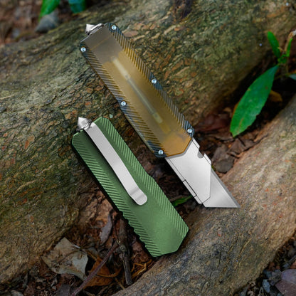 Aluminum Alloy Utility Knife, Retractable Box Cutter,Pocket Knife Replaceable Blade EDC Razor Knife with 10pcs Blades（GREEN）