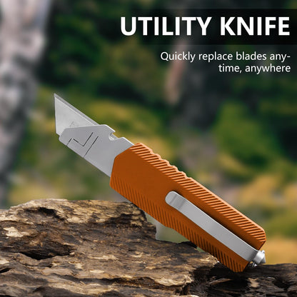 Aluminum Alloy Utility Knife, Retractable Box Cutter,Pocket Knife Replaceable Blade EDC Razor Knife with 10pcs Blades（GREEN）