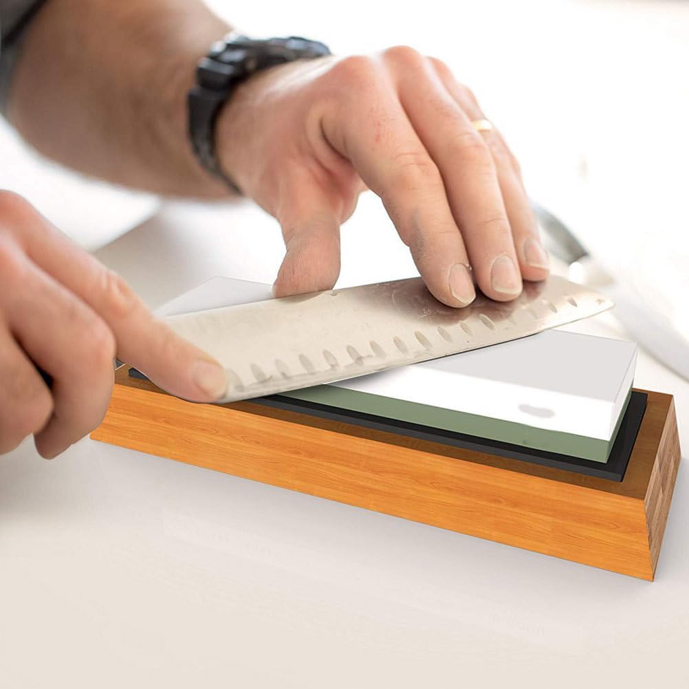 Whetstone Base Sharpening Stone Holder with Non-Slip Rubber Ring 8.46 X 3.74 X 0.98 in Kitchen Knife Sharpening Accessory for Home Use