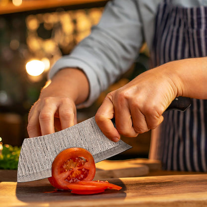 Cleaver Knife, Butcher Knife, Meat knife, Cleaver Chef knife, Meat Cleaver Knife, 7 Inch Damascus Meat Cleaver Butcher Knive For Meat Cutting With Pakkawood Handle & Leather Sheath