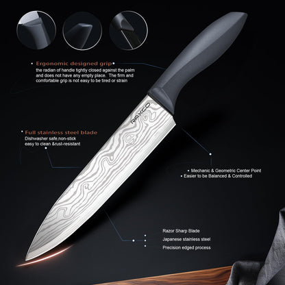 Kitchen Set,18-Piece Cooking Utensils and Kitchen Knife Set,Gray | 7-Piece Kitchen Utensils Heat-resistant to 410°F,5-Piece Sharp Knife,5-Piece Cooking Tools and Cutting Board In One