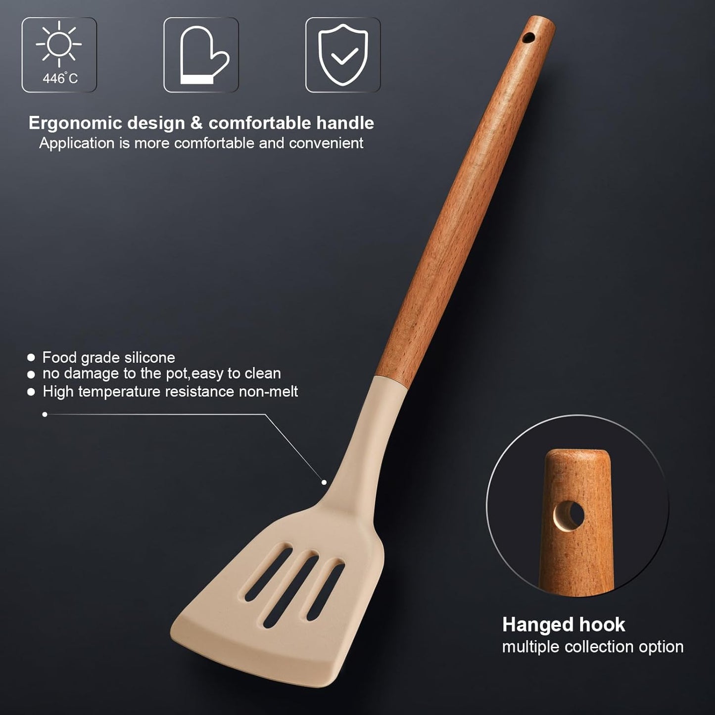 Kitchen Set,18-Piece Cooking Utensils and Kitchen Knife Set,Gray | 7-Piece Kitchen Utensils Heat-resistant to 410°F,5-Piece Sharp Knife,5-Piece Cooking Tools and Cutting Board In One