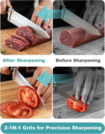 Knife Sharpening Stone 400/1000 Whetstone Sharpening Stone with Non-Slip Rubber Base for Kitchen, Hunting, and Pocket Knives or Blades