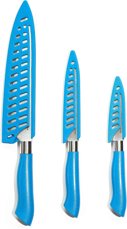 14-Piece Color-Coded Knife & Cutting Board Set – Razor-Sharp Stainless Steel Blades with Blade Guards, 4 Multi-Color Flexible Cutting Mats