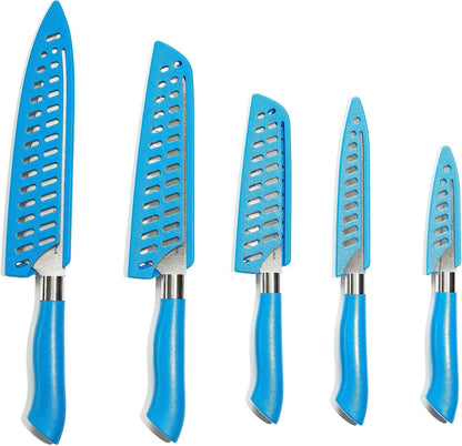 14-Piece Color-Coded Knife & Cutting Board Set – Razor-Sharp Stainless Steel Blades with Blade Guards, 4 Multi-Color Flexible Cutting Mats