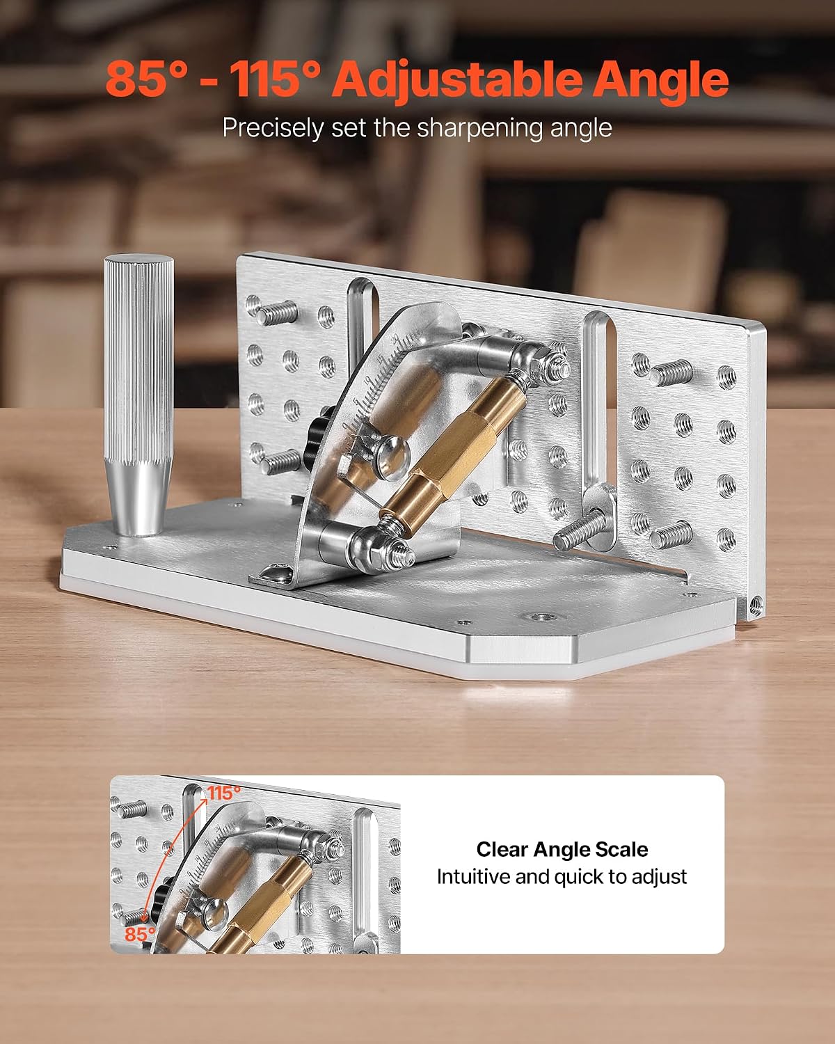 Belt Grinder Knife Jig, 85° - 115° Adjustable Belt Sander Knife Sharpening Jig with Dual Handles, 7.68" Long Sharpener Locator Compatible with Belt Sander, Bench Grinder, Sharpening Machine