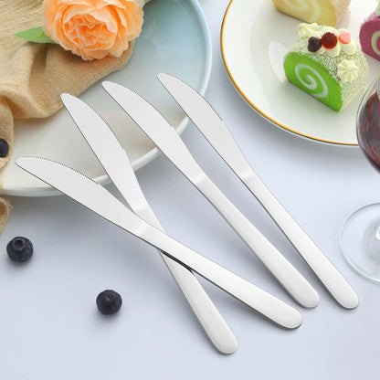 24 Pieces Knives Set - 9 Inches Dinner Knives, Butter Knife, Food Grade Stainless Steel Table Knife Set, Dishwasher Safe & Mirror Polished, Knife Silverware for Home/Restaurant/Kitchen