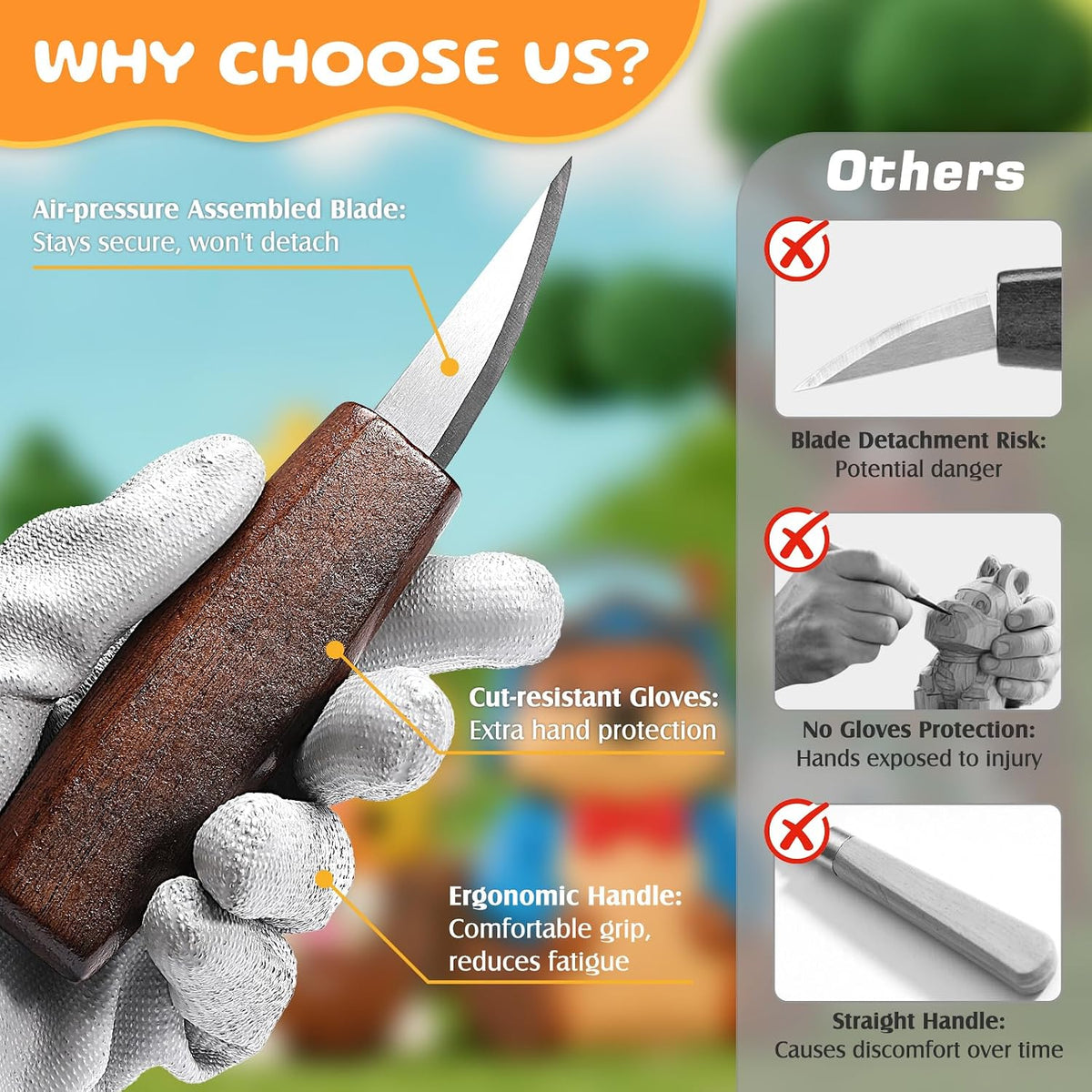 Wood Carving Kit with Carrying Bag, 30PCS Wood Carving Tools | Whittling Kit Includes Carving Knives Carving Chisels Basswood Blocks Gloves, Woodworking Tools for Beginners DIY Hobbies
