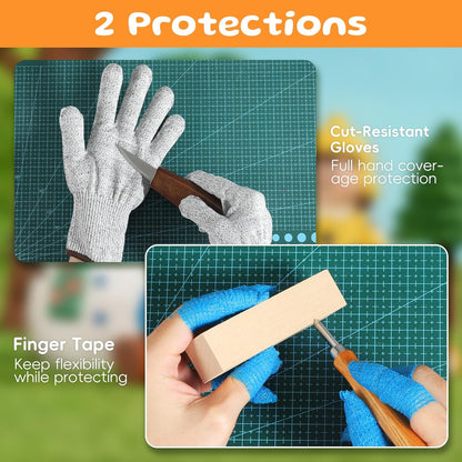 Wood Carving Kit with Carrying Bag, 30PCS Wood Carving Tools | Whittling Kit Includes Carving Knives Carving Chisels Basswood Blocks Gloves, Woodworking Tools for Beginners DIY Hobbies