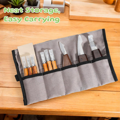 Wood Carving Kit with Carrying Bag, 30PCS Wood Carving Tools | Whittling Kit Includes Carving Knives Carving Chisels Basswood Blocks Gloves, Woodworking Tools for Beginners DIY Hobbies