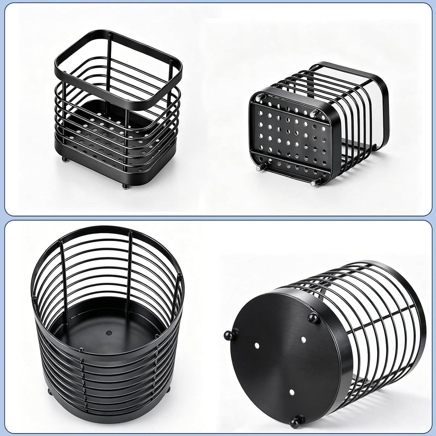 Utensil Holder for Kitchen Counter, Stainless Steel Utensil Crock for Cooking Tools, Spatula, Silverware Forks, Knives, Spoons Countertop Organizer