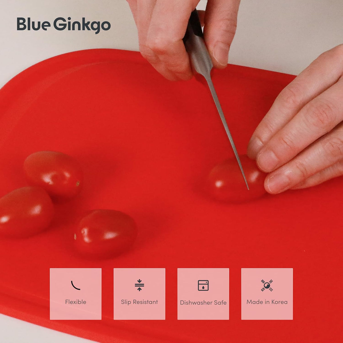 Silicone Cutting Board, Medium, Made in Korea, Red