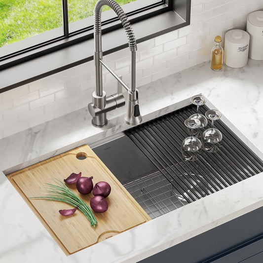 Kore Solid Bamboo Cutting Board for Workstation Kitchen Sink (16 3/4 in. x 12 in.), KCB-WS103BB