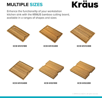 Kore Solid Bamboo Cutting Board for Workstation Kitchen Sink (16 3/4 in. x 12 in.), KCB-WS103BB