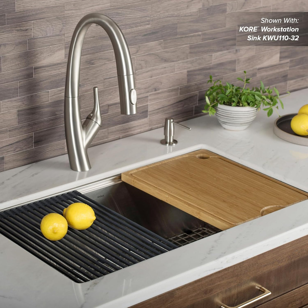 Kore Solid Bamboo Cutting Board for Workstation Kitchen Sink (16 3/4 in. x 12 in.), KCB-WS103BB