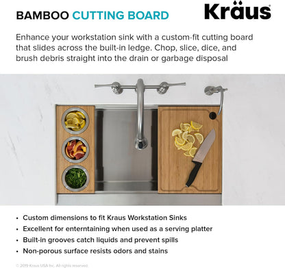 Kore Solid Bamboo Cutting Board for Workstation Kitchen Sink (16 3/4 in. x 12 in.), KCB-WS103BB