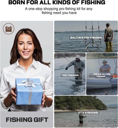 Pro Fishing Gear and Equipment Tools Accessories Kit with Fishing Pliers Fillet Knife Scissors Fish Lip Gripper Fish Ruler Fishing Gifts for Men Saltwater Fishing Fly Fishing Ice Fishing