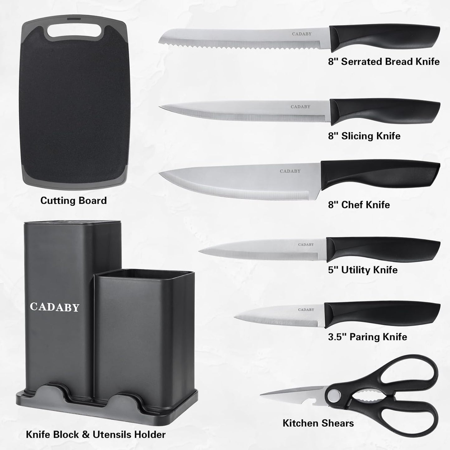 19PCS Green Kitchen Cooking Utensils Set Kitchen Tools Set | 6 Stainless Steel Knives, 11 Silicone Utensils with 1 Cutting Board, Ideal for Apartment