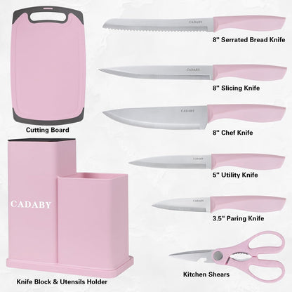19PCS Green Kitchen Cooking Utensils Set Kitchen Tools Set | 6 Stainless Steel Knives, 11 Silicone Utensils with 1 Cutting Board, Ideal for Apartment