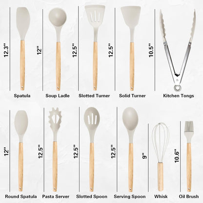 19PCS Green Kitchen Cooking Utensils Set Kitchen Tools Set | 6 Stainless Steel Knives, 11 Silicone Utensils with 1 Cutting Board, Ideal for Apartment