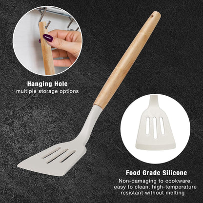 19PCS Green Kitchen Cooking Utensils Set Kitchen Tools Set | 6 Stainless Steel Knives, 11 Silicone Utensils with 1 Cutting Board, Ideal for Apartment