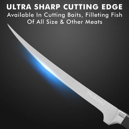 Boning Knife with Protective Sheath, Razor Sharp Stainless Steel Chef Knives for Boning Filleting Trimming Skinning, Kitchen Cutlery with Ergonomic Anti-slip Handle