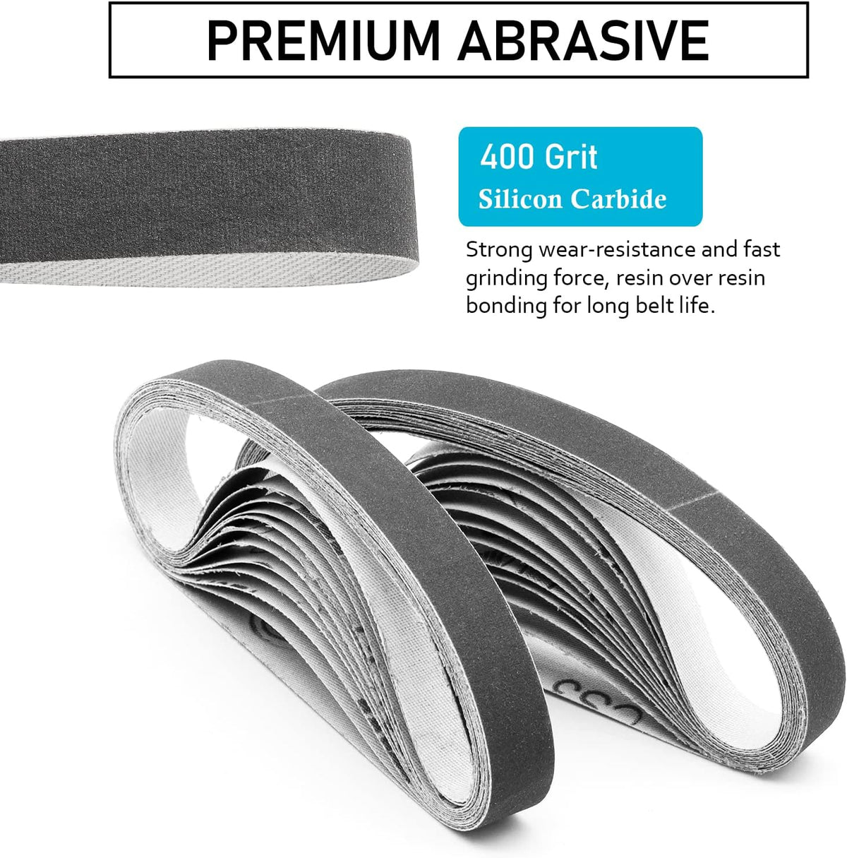 1/2x12 400 Medium Grit Belts for Work Sharp Knife & Tool Sharpener, 24 PCS | Replacement Sanding Belt, 1/2 x 12 Inch, Fits WSKTS & WSKTS-KT/Mk.1 & Mk.2