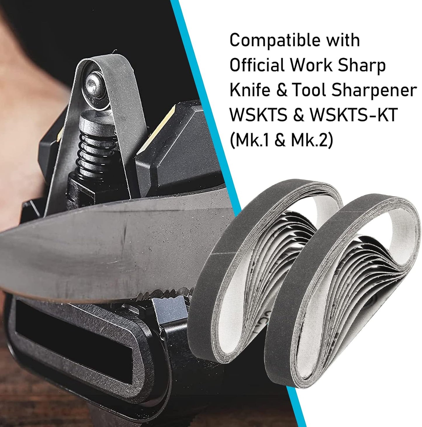 1/2x12 400 Medium Grit Belts for Work Sharp Knife & Tool Sharpener, 24 PCS | Replacement Sanding Belt, 1/2 x 12 Inch, Fits WSKTS & WSKTS-KT/Mk.1 & Mk.2