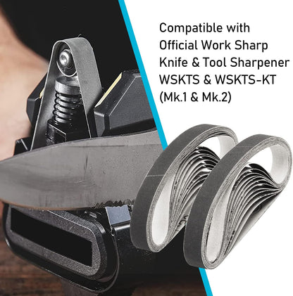 1/2x12 400 Medium Grit Belts for Work Sharp Knife & Tool Sharpener, 24 PCS | Replacement Sanding Belt, 1/2 x 12 Inch, Fits WSKTS & WSKTS-KT/Mk.1 & Mk.2