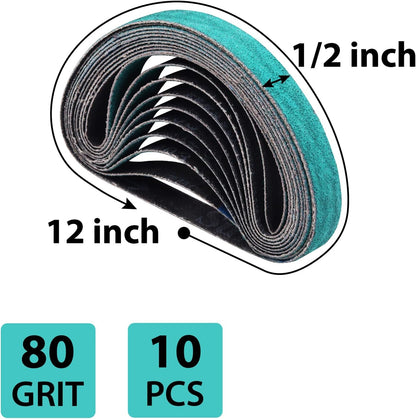 1/2x12 400 Medium Grit Belts for Work Sharp Knife & Tool Sharpener, 24 PCS | Replacement Sanding Belt, 1/2 x 12 Inch, Fits WSKTS & WSKTS-KT/Mk.1 & Mk.2