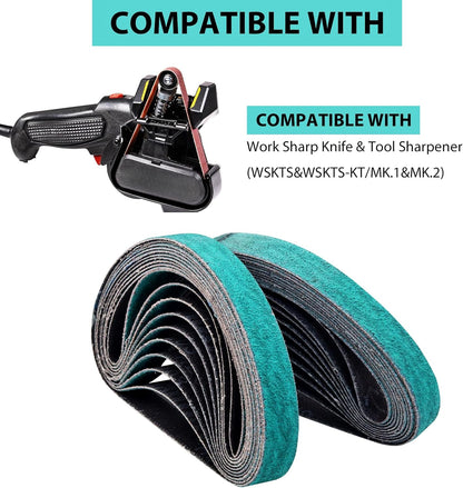 1/2x12 400 Medium Grit Belts for Work Sharp Knife & Tool Sharpener, 24 PCS | Replacement Sanding Belt, 1/2 x 12 Inch, Fits WSKTS & WSKTS-KT/Mk.1 & Mk.2
